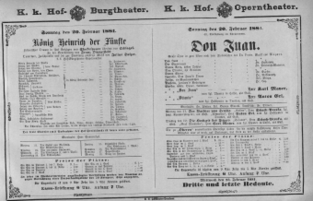 Theaterzettel (Oper und Burgtheater in Wien) 18810220 Seite: 1