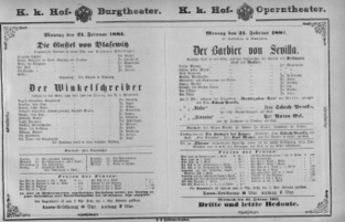 Theaterzettel (Oper und Burgtheater in Wien) 18810221 Seite: 1