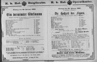 Theaterzettel (Oper und Burgtheater in Wien) 18810222 Seite: 1