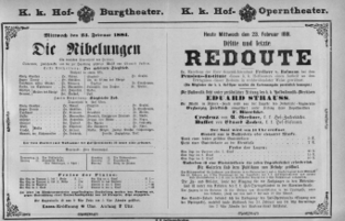 Theaterzettel (Oper und Burgtheater in Wien) 18810223 Seite: 1