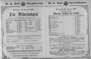 Theaterzettel (Oper und Burgtheater in Wien) 18810225 Seite: 1