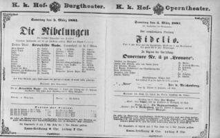 Theaterzettel (Oper und Burgtheater in Wien) 18810305 Seite: 1