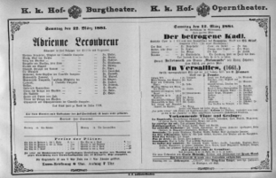 Theaterzettel (Oper und Burgtheater in Wien) 18810312 Seite: 1