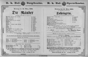 Theaterzettel (Oper und Burgtheater in Wien) 18810313 Seite: 1