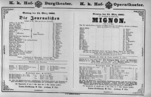 Theaterzettel (Oper und Burgtheater in Wien) 18810314 Seite: 1