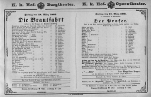 Theaterzettel (Oper und Burgtheater in Wien) 18810318 Seite: 1