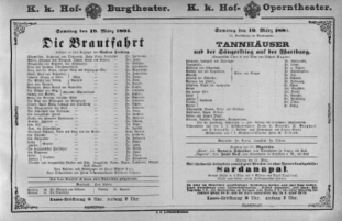 Theaterzettel (Oper und Burgtheater in Wien) 18810319 Seite: 1
