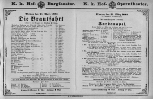 Theaterzettel (Oper und Burgtheater in Wien) 18810321 Seite: 1