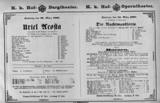 Theaterzettel (Oper und Burgtheater in Wien) 18810326 Seite: 1