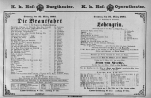 Theaterzettel (Oper und Burgtheater in Wien) 18810327 Seite: 1