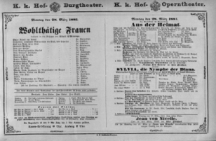 Theaterzettel (Oper und Burgtheater in Wien) 18810328 Seite: 1