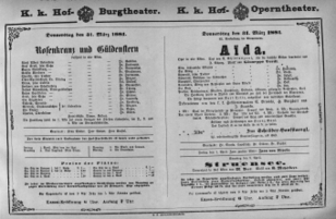 Theaterzettel (Oper und Burgtheater in Wien) 18810331 Seite: 1