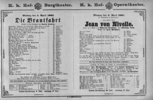 Theaterzettel (Oper und Burgtheater in Wien) 18810404 Seite: 1