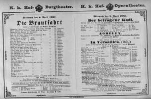 Theaterzettel (Oper und Burgtheater in Wien) 18810406 Seite: 1