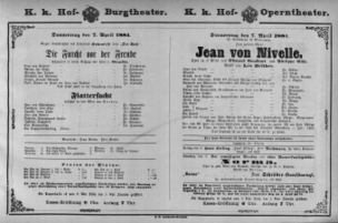 Theaterzettel (Oper und Burgtheater in Wien) 18810407 Seite: 1