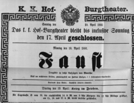 Theaterzettel (Oper und Burgtheater in Wien) 18810410 Seite: 1