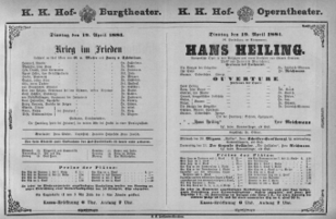 Theaterzettel (Oper und Burgtheater in Wien) 18810419 Seite: 1