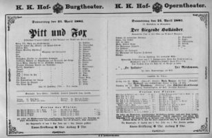 Theaterzettel (Oper und Burgtheater in Wien) 18810421 Seite: 1
