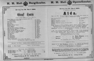 Theaterzettel (Oper und Burgtheater in Wien) 18810422 Seite: 1