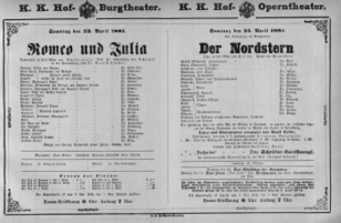 Theaterzettel (Oper und Burgtheater in Wien) 18810423 Seite: 1