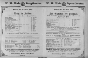 Theaterzettel (Oper und Burgtheater in Wien) 18810424 Seite: 1