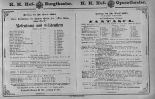 Theaterzettel (Oper und Burgtheater in Wien) 18810429 Seite: 1