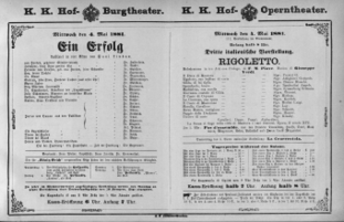 Theaterzettel (Oper und Burgtheater in Wien) 18810504 Seite: 1