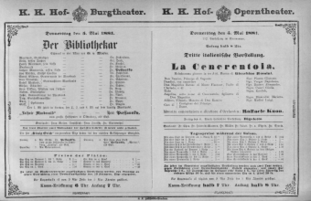 Theaterzettel (Oper und Burgtheater in Wien) 18810505 Seite: 1
