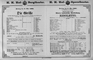 Theaterzettel (Oper und Burgtheater in Wien) 18810506 Seite: 1
