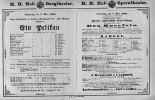 Theaterzettel (Oper und Burgtheater in Wien) 18810507 Seite: 1