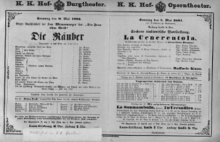 Theaterzettel (Oper und Burgtheater in Wien) 18810508 Seite: 1
