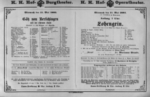 Theaterzettel (Oper und Burgtheater in Wien) 18810511 Seite: 1