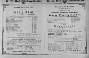 Theaterzettel (Oper und Burgtheater in Wien) 18810518 Seite: 1