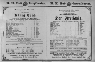 Theaterzettel (Oper und Burgtheater in Wien) 18810521 Seite: 1