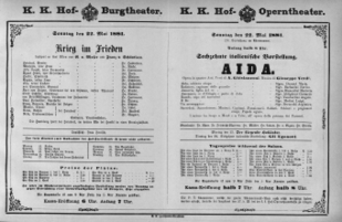 Theaterzettel (Oper und Burgtheater in Wien) 18810522 Seite: 1