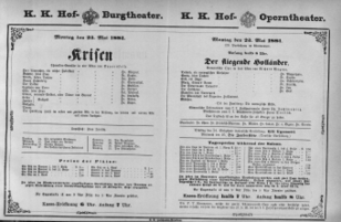 Theaterzettel (Oper und Burgtheater in Wien) 18810523 Seite: 1
