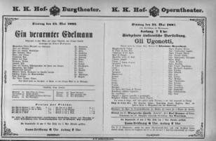 Theaterzettel (Oper und Burgtheater in Wien) 18810524 Seite: 1