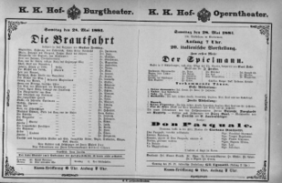 Theaterzettel (Oper und Burgtheater in Wien) 18810528 Seite: 1