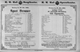 Theaterzettel (Oper und Burgtheater in Wien) 18810529 Seite: 1