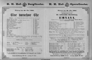 Theaterzettel (Oper und Burgtheater in Wien) 18810530 Seite: 1