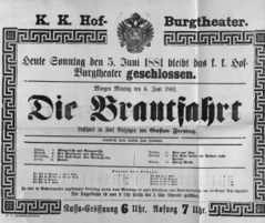 Theaterzettel (Oper und Burgtheater in Wien) 18810605 Seite: 1