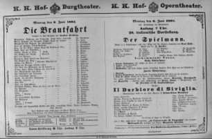 Theaterzettel (Oper und Burgtheater in Wien) 18810606 Seite: 1