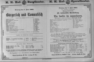 Theaterzettel (Oper und Burgtheater in Wien) 18810607 Seite: 1
