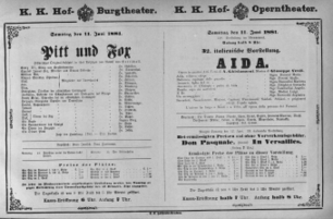 Theaterzettel (Oper und Burgtheater in Wien) 18810611 Seite: 1