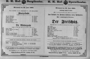 Theaterzettel (Oper und Burgtheater in Wien) 18810622 Seite: 1