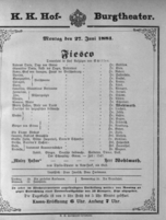Theaterzettel (Oper und Burgtheater in Wien) 18810627 Seite: 1
