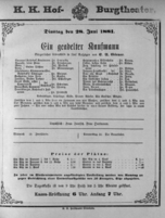 Theaterzettel (Oper und Burgtheater in Wien) 18810628 Seite: 1