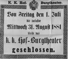 Theaterzettel (Oper und Burgtheater in Wien) 18810701 Seite: 1