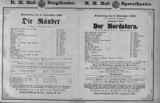 Theaterzettel (Oper und Burgtheater in Wien) 18810901 Seite: 1