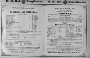 Theaterzettel (Oper und Burgtheater in Wien) 18810902 Seite: 1